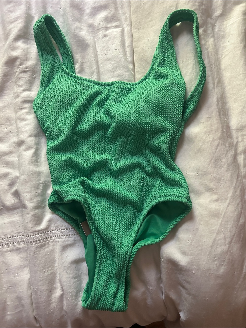 Jcrew green Claudia scrunchie one-piece